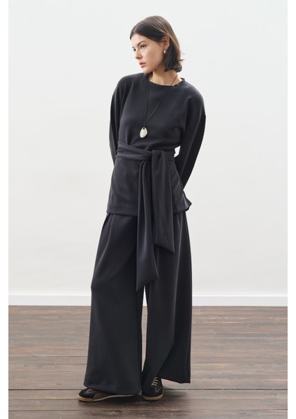 Yumuşak Dokulu Modal Bağlamalı Sweatshırt Antrasit