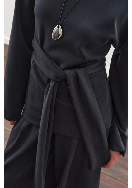 Yumuşak Dokulu Modal Bağlamalı Sweatshırt Antrasit indirimleri