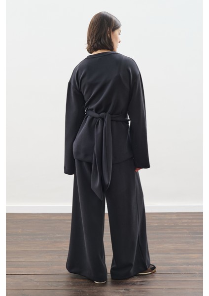 Yumuşak Dokulu Modal Bağlamalı Sweatshırt Antrasit