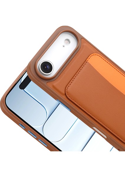 iPhone 17 Air Kılıf Kartlıklı Zore X-Kart Silikon Kapak - Kahverengi
