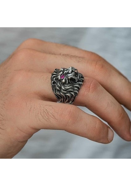 Hk ​Gümüş Erkek Yüzük Aslan Kafası |Gümüş Takı Hediyelik Ürünler modelleri