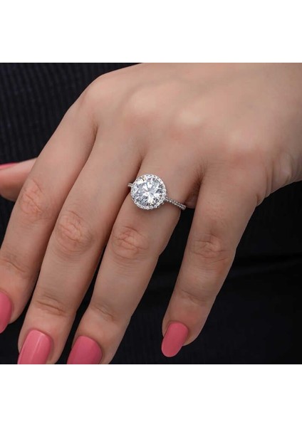 Hk Gümüş Kadın Yüzük Yuvarlak Montür Tek Taş |Gümüş Takı Hediyelik Ürünler fırsatları
