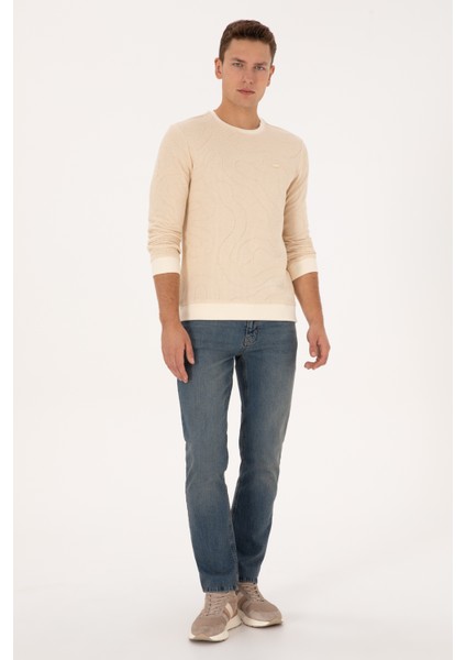 Erkek Krem Sweatshirt 50308910-VR071 fırsatları