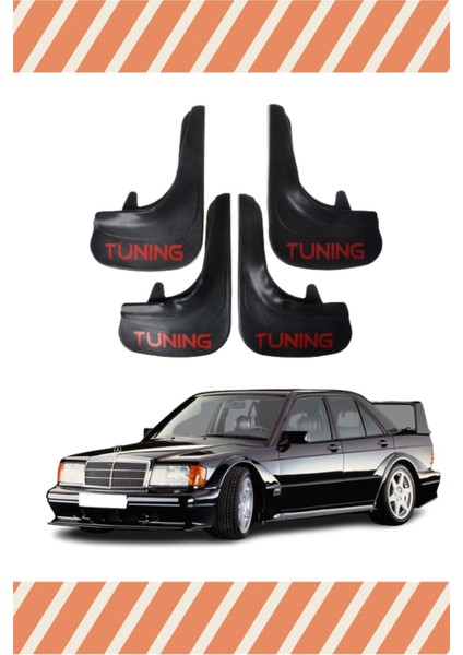 Mercedes 190 E Tunıng Yazılı 4'lü Tozluk Çamurluk Paçalık
