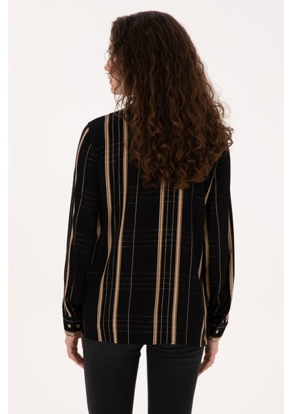 Kadın Siyah Gömlek Desenli 50309071-VR046 indirimleri