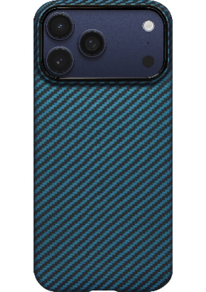 iPhone 17 Pro Max Kılıf M-Safeli Kamera Kontrol Butonlu Aramid Fiber Pitaka Ultra-Slim Siyah-Mavi modelleri