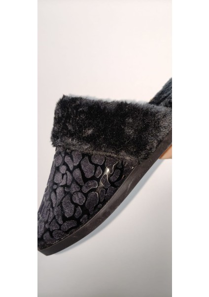 Leopar Desenli Içi Tüylü Sıcacık Pvc Taban Kadın Ev Terliği indirimleri