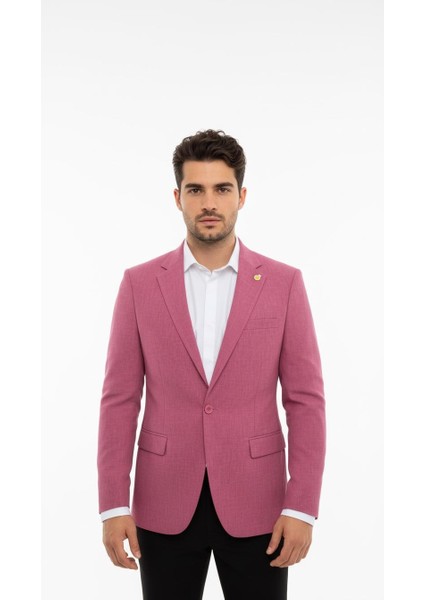 Gül Kurusu Erkek Slim Fit Tek Düğmeli Blazer Ceket – Astarlı, Şık ve Modern Kesim