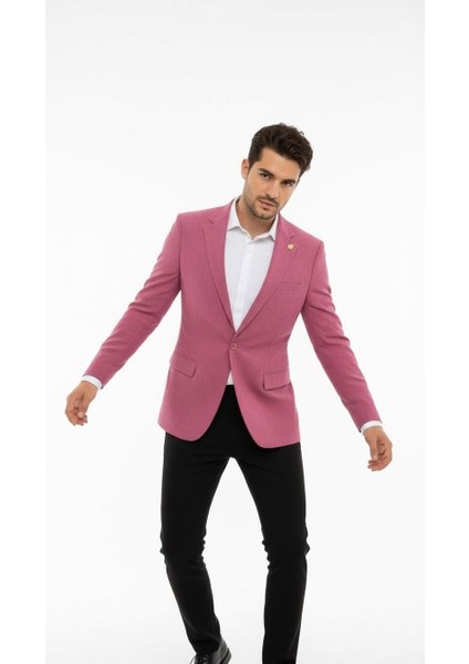 Gül Kurusu Erkek Slim Fit Tek Düğmeli Blazer Ceket – Astarlı, Şık ve Modern Kesim fırsatları