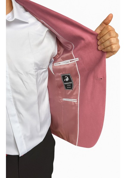 Gül Kurusu Erkek Slim Fit Tek Düğmeli Blazer Ceket – Astarlı, Şık ve Modern Kesim indirimleri