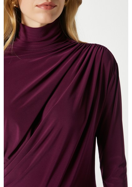 Kadın Moon Büzgülü Mürdüm Sandy Bluz fiyatları