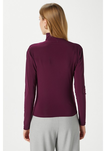 Kadın Moon Büzgülü Mürdüm Sandy Bluz indirimleri