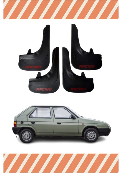 Skoda Favorit Racing Yazılı 4'lü Tozluk Çamurluk Paçalık