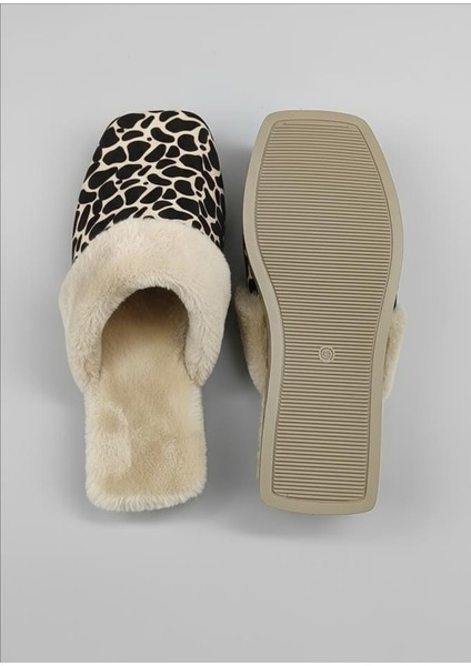 Leopar Desenli Içi Tüylü Sıcacık Pvc Taban Kadın Ev Terliği fiyatları