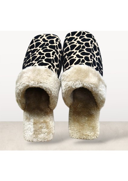 Leopar Desenli Içi Tüylü Sıcacık Pvc Taban Kadın Ev Terliği modelleri