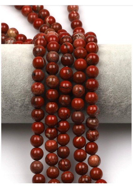 Red Jasper Doğal Taş Dizi 8 mm Yuvarlak Kesim