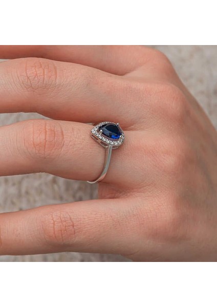 Gümüş Damla Safir Taşlı Kadın Yüzük fırsatları