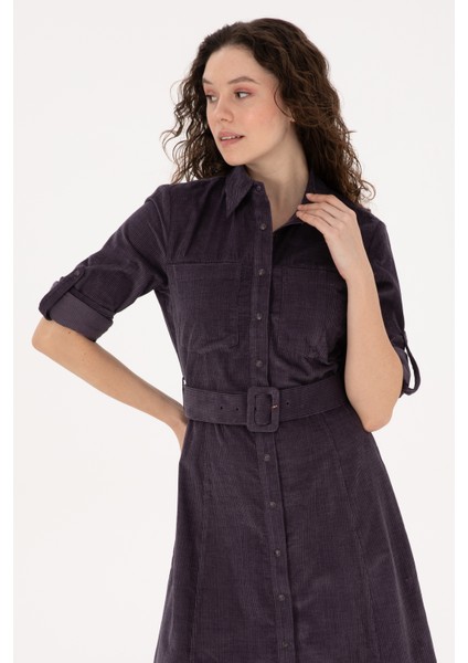 Kadın Mürdüm Elbise (Dokuma) 50308622-VR074 fiyatları