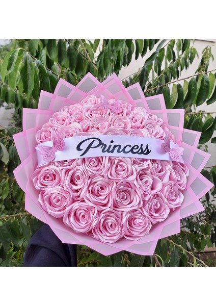 41 Li LED Işıklı Solmayan Gül Buketi Pembe Gül Dışı Pembe Isteme, Söz, Nişan, Şerit Yazılı fiyatları