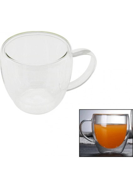 250ML - Dar Çift Cidarlı - Sade Termisil - Isıya Dayanıklı Cam Bardak (K95)