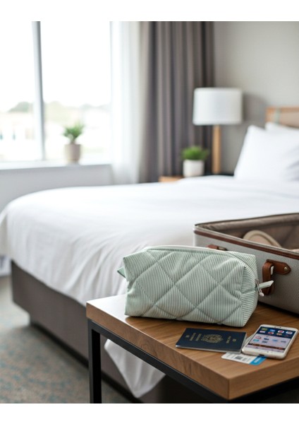 "yumuşak Elyaf Dolgulu, Şık Kareli Makyaj Çantası Büyük Boy 23X10 modelleri