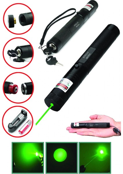 Şarjlı Yeşil Lazer Pointer 100 Mw (4887)