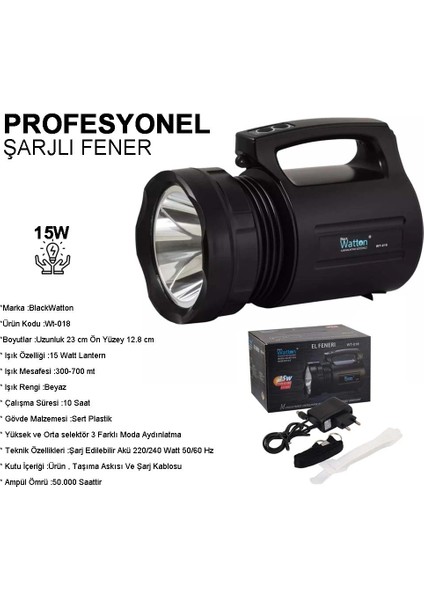 WT-018 Profesyonel Büyük Avcı Feneri