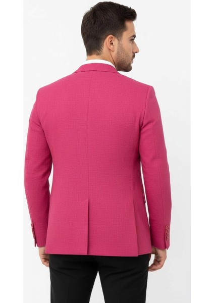 Fuşya Erkek Slim Fit Tek Düğmeli Blazer Ceket – Astarlı, Şık ve Modern Kesim fiyatları