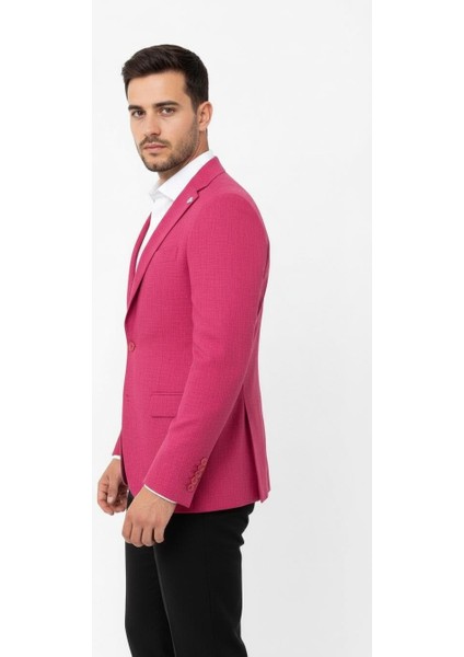 Fuşya Erkek Slim Fit Tek Düğmeli Blazer Ceket – Astarlı, Şık ve Modern Kesim fırsatları