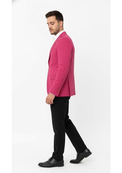 Fuşya Erkek Slim Fit Tek Düğmeli Blazer Ceket – Astarlı, Şık ve Modern Kesim indirimleri