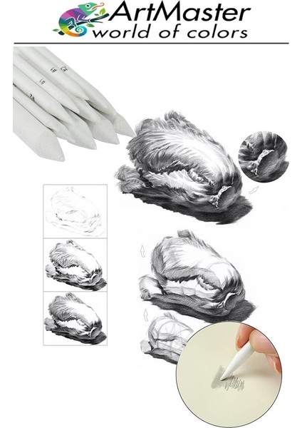 Eskiz Gölgelendirme Seti 7 Parça 1 Paket Kalem Uzatma Aparatı Karakalem Kalem Zımparası Pastel Dağıtıcı Resim Sanatı modelleri