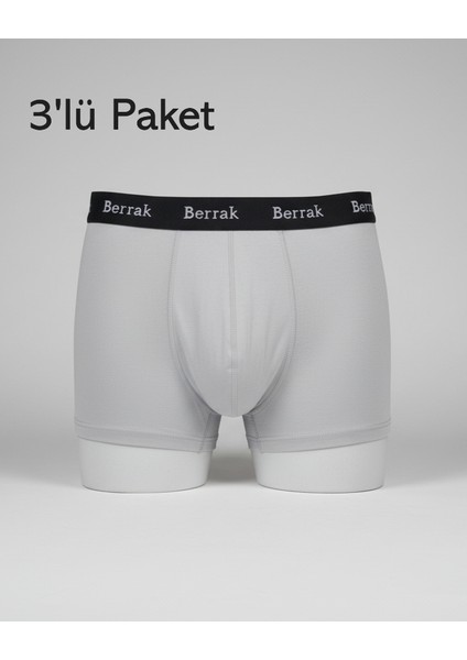 Erkek Boxer Modal Kumaş 3'lü Paket Extra Esnek Likralı Slim Fit - Berrak