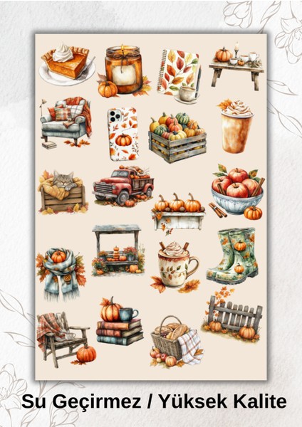 Sonbahar Temalı, Turuncu Balkabağı Sticker Ajanda Bullet Journal YRM0008