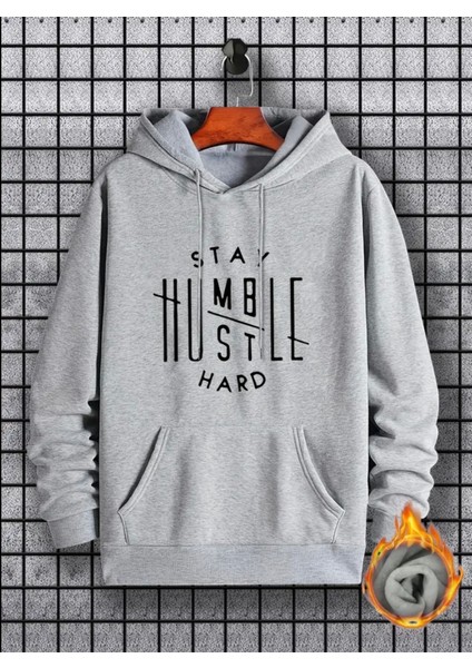 Punıx Büyük Beden Özel Üretim Kapüşonlu Stay Hard Baskılı %100 Pamuk Erkek Sweatshirt