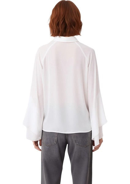 Kadın Dokuma Gömlek Volan Detaylı Uzun Kol Oversize Kesim Günlük ve Özel Anlar Için Modern fiyatları