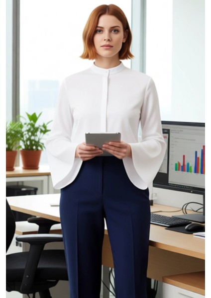 Kadın Regular Kesim Hakim Yaka Uzun Ispanyol Kol Dokuma Gömlek ve Konforu Fonksiyonel Spor modelleri