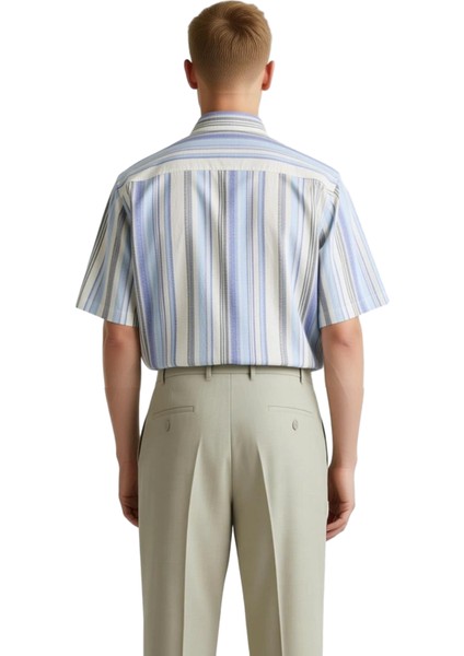 Erkek Regular Kesim Çizgili Uzun Kollu Gömlek Gündüz ve Gece Kombinlerinde Şık Duruş Rahat indirimleri