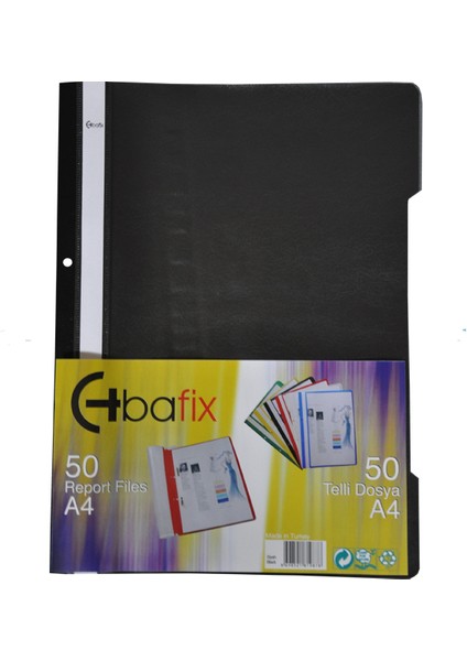 Bafix Telli Dosya Plastik Xl Siyah A4 (50 Li)