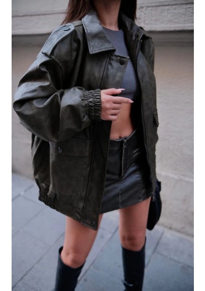 Suni Deri Pilot Ceket -Vlmr fiyatları