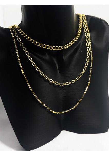 3 Sıralı Altın Katman Zincir Kolye fırsatları