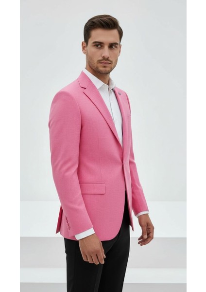 Açık Pembe Erkek Slim Fit Tek Düğmeli Blazer Ceket – Astarlı, Şık ve Modern Kesim fırsatları
