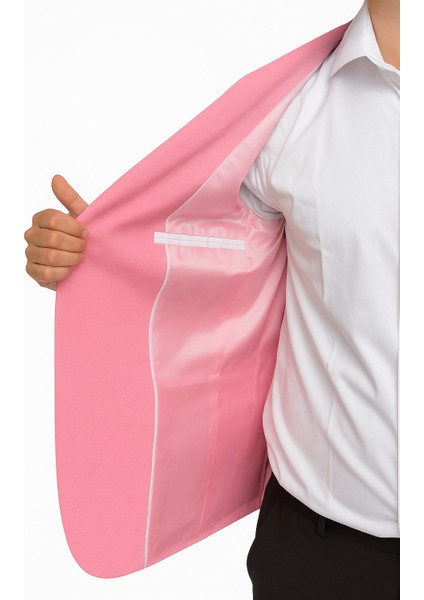 Açık Pembe Erkek Slim Fit Tek Düğmeli Blazer Ceket – Astarlı, Şık ve Modern Kesim indirimleri