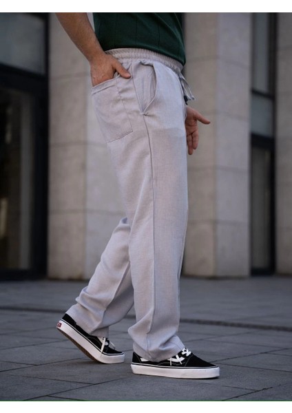 Erkek Keten Cepli Çıma Dikişli Jogger Buggy Pantalon Rahat Kalıp - Gri fiyatları