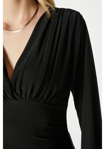 Kadın Sante V Yaka Siyah Yumuşak Sandy Bluz modelleri