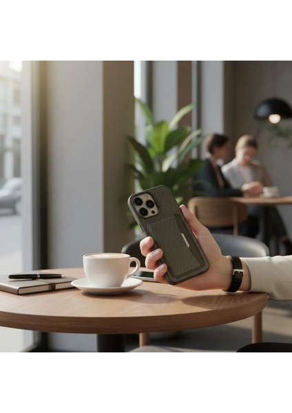 iPhone 14 Pro Max Uyumlu Rona Magcarbon Fiber Doku Manyetik Kılıf + Kartlık Cüzdan fiyatları