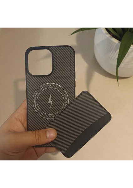 iPhone 14 Pro Max Uyumlu Rona Magcarbon Fiber Doku Manyetik Kılıf + Kartlık Cüzdan modelleri