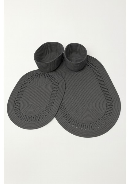 Terra 4’lü Banyo Seti – 2’li Oval Paspas & 2’li Oval Sepet, Doğal Halat Dokuma, El Yapımı - Premium fiyatları