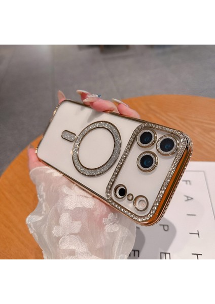 Iphone 17 Promax Uyumlu Şeffaf Taşlı Magsafe Özellikli Kılıf