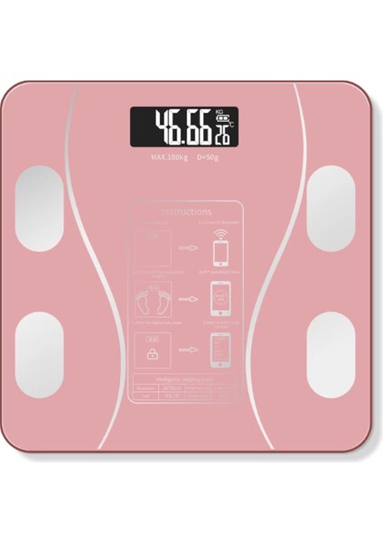 Pembe Renk Bluetooth Özellikli Akıllı Tartı