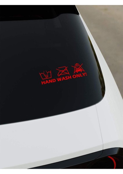 Hand Wash Only Sticker - Kırmızı - Kırmızı